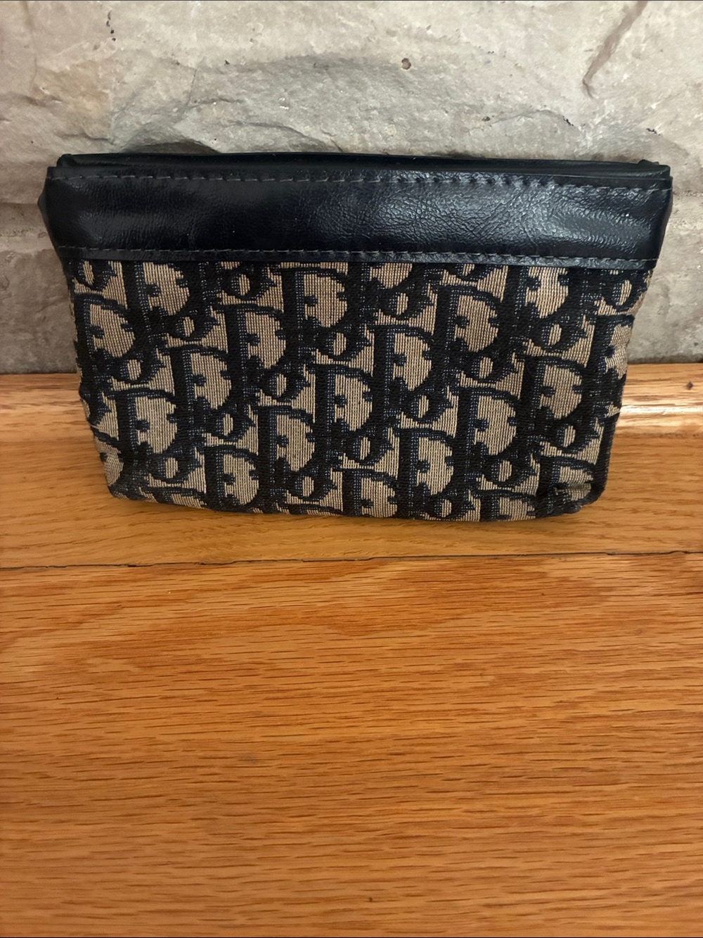 Dior Black and Tan Monogram Jacquard Cosmetic Case